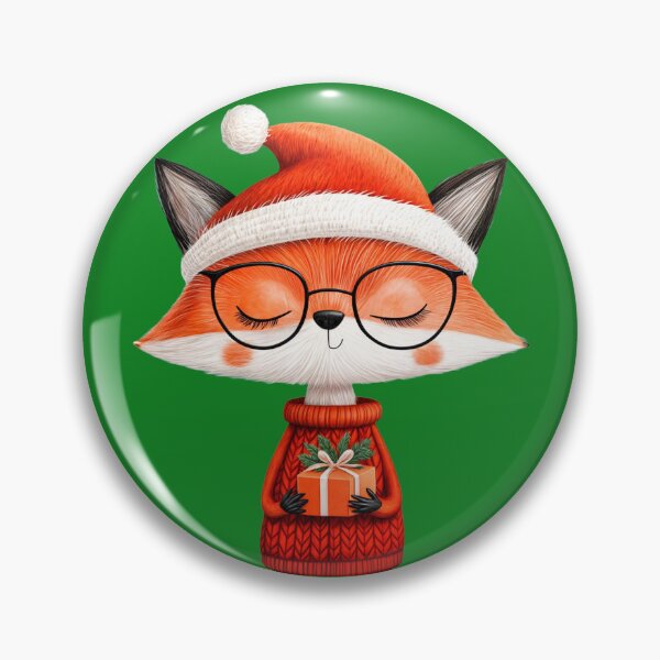 Item preview, Christmas Gift, Christmas Fox in a Santa Hat with a Gift designed and sold by KrisArtZone.