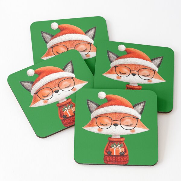 Item preview, Christmas Gift, Christmas Fox in a Santa Hat with a Gift designed and sold by KrisArtZone.