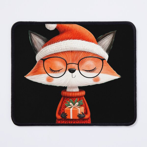 Item preview, Christmas Gift, Christmas Fox in a Santa Hat with a Gift designed and sold by KrisArtZone.