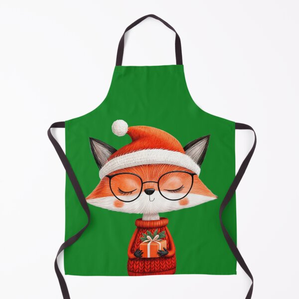 Item preview, Christmas Gift, Christmas Fox in a Santa Hat with a Gift designed and sold by KrisArtZone.