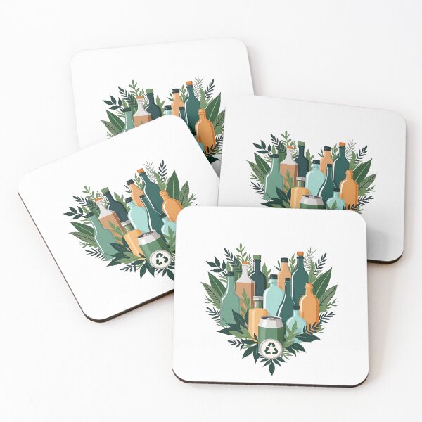 Item preview,  Colorful Collage of Recyclable Items Forming a Heart Shape with a Nature-Inspired Background designed and sold by VibeTCreations.