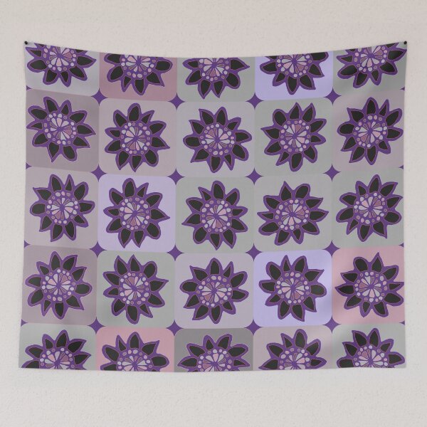 Item preview, Chunky Deep Purple Hand Drawn Flowers Pattern designed and sold by schorrnuff.