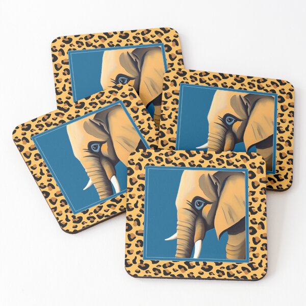Item preview, Bold Blue and Gold Elephant with Cheetah Pattern designed and sold by MarikaJohnson.