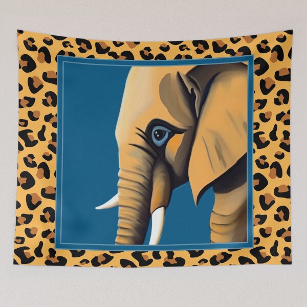 Item preview, Bold Blue and Gold Elephant with Cheetah Pattern designed and sold by MarikaJohnson.