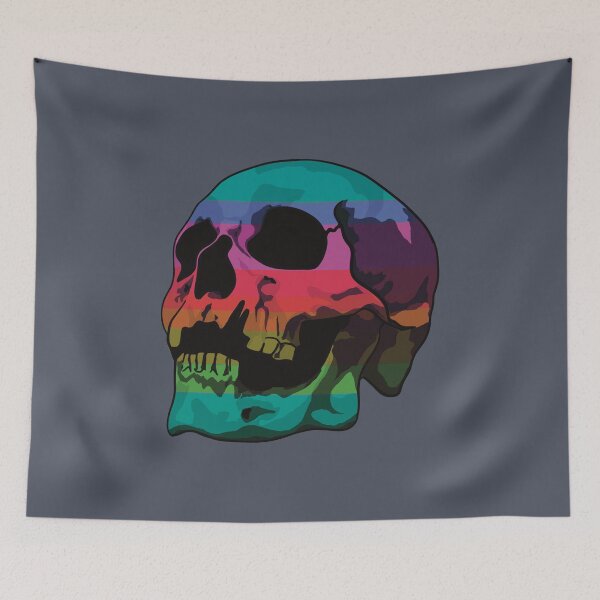 Artikelvorschau, Retro Regenbogen Pop Art Totenkopf entworfen und verkauft von Skull Fern.
