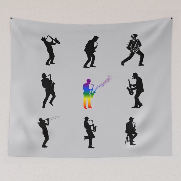 Item preview, Grid Design Saxophone Players, Classic pride Flag, Music Lovers, Sax Players, Jazz, Grid Pattern,, Musician,  designed and sold by PrideBeProud.