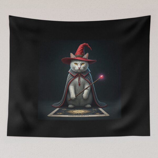 Item preview, The Feline Wizard: A Tarot Card of Magic and Mystery. Magical Cat Wizard - Amulet of Luck designed and sold by MarCreativArt.
