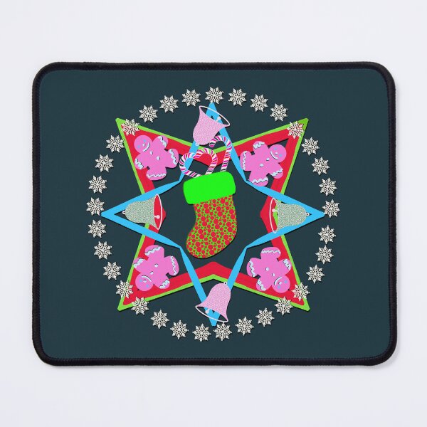 Item preview, Hand Drawn Christmas Mandala with Gingerbread People Christmas Bells, Christmas Scocks, Snowflakes designed and sold by Victoria Rose.
