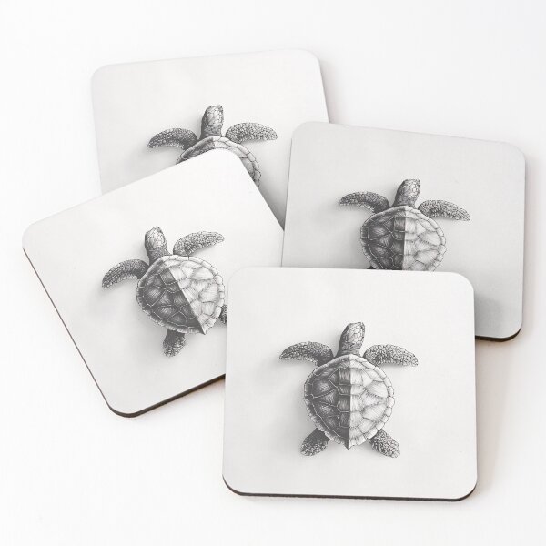 Item preview, Black and white Sea turtle pencil drawing designed and sold by Pencil-Art.