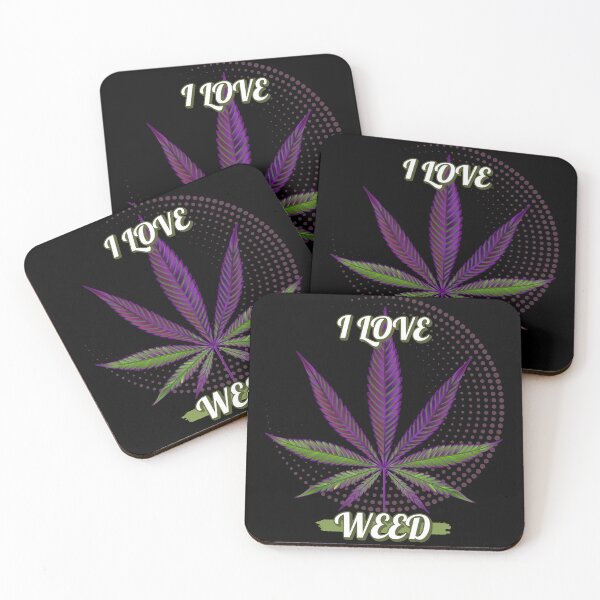 Item preview, I Love Weed: Vibrant Purple Cannabis Leaf Design designed and sold by NosionDesigns.