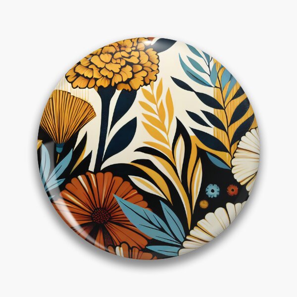 Item preview, October Birth Flower Marigold and Cosmos Abstract Art Deco designed and sold by Truck Stop One.