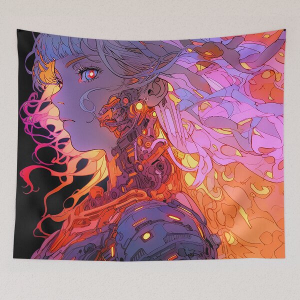 Item preview, Futuristic Neon Cyborg Anime Girl designed and sold by bubblegoth.