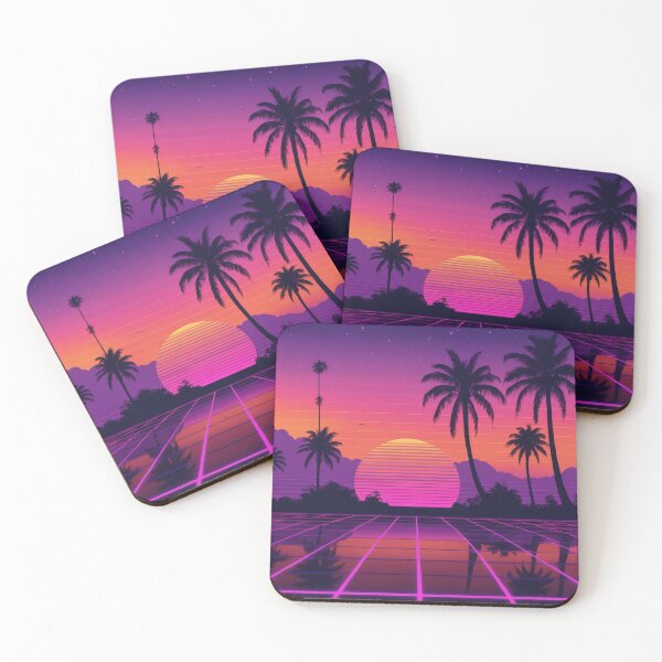 Item preview, Vaporwave Sunset: Neon Hues, Retro Grid, and Silhouetted Palm Trees designed and sold by subhamkapoor.