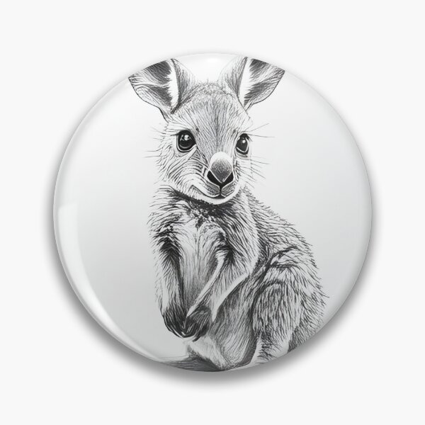 Item preview, Black and White Kangaroo pencil drawing designed and sold by Pencil-Art.