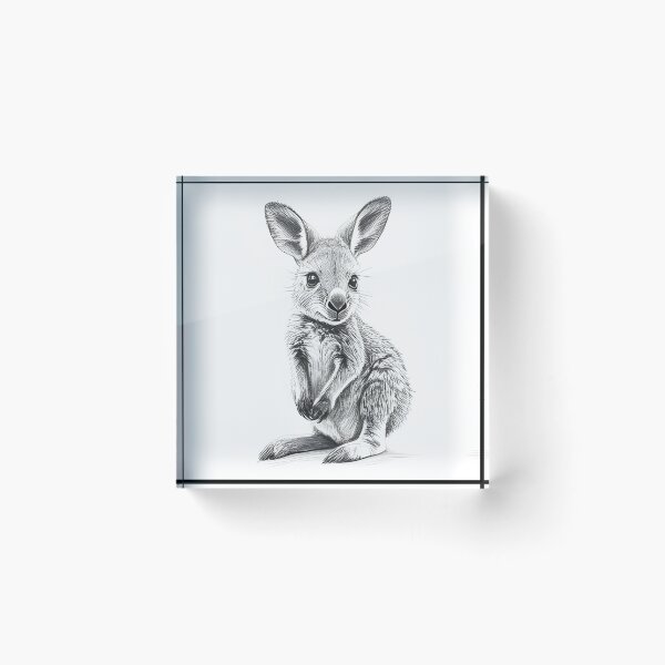 Item preview, Black and White Kangaroo pencil drawing designed and sold by Pencil-Art.