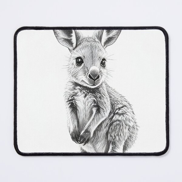 Item preview, Black and White Kangaroo pencil drawing designed and sold by Pencil-Art.