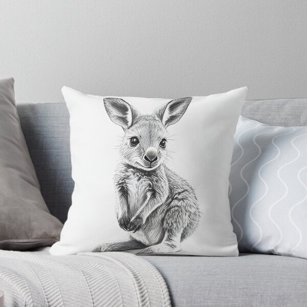 Item preview, Black and White Kangaroo pencil drawing designed and sold by Pencil-Art.