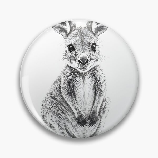 Item preview, Black and White Kangaroo pencil drawing designed and sold by Pencil-Art.