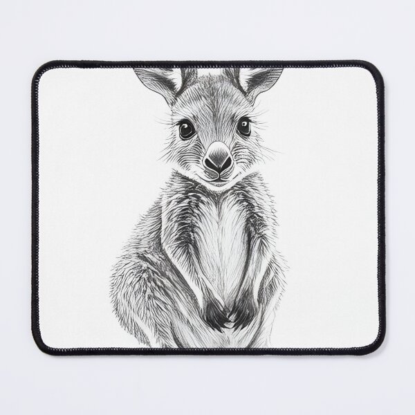 Item preview, Black and White Kangaroo pencil drawing designed and sold by Pencil-Art.