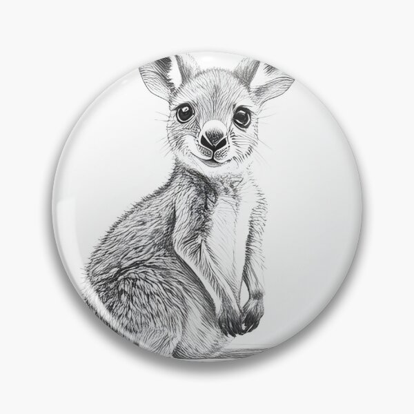 Item preview, Black and White Kangaroo pencil drawing designed and sold by Pencil-Art.