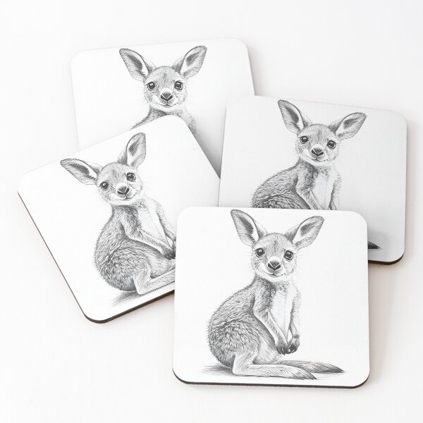 Item preview, Black and White Kangaroo pencil drawing designed and sold by Pencil-Art.