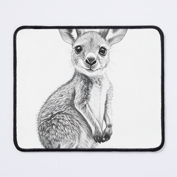 Item preview, Black and White Kangaroo pencil drawing designed and sold by Pencil-Art.