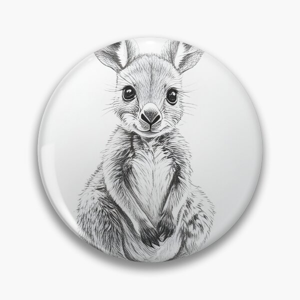Item preview, Black and White Kangaroo pencil drawing designed and sold by Pencil-Art.