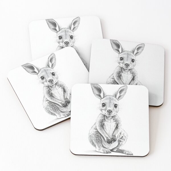 Item preview, Black and White Kangaroo pencil drawing designed and sold by Pencil-Art.