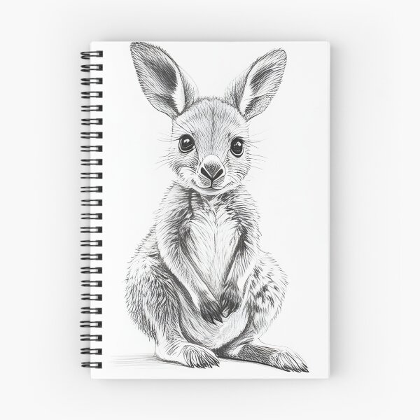 Item preview, Black and White Kangaroo pencil drawing designed and sold by Pencil-Art.
