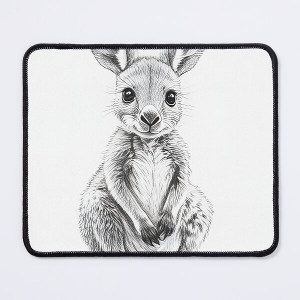 Item preview, Black and White Kangaroo pencil drawing designed and sold by Pencil-Art.