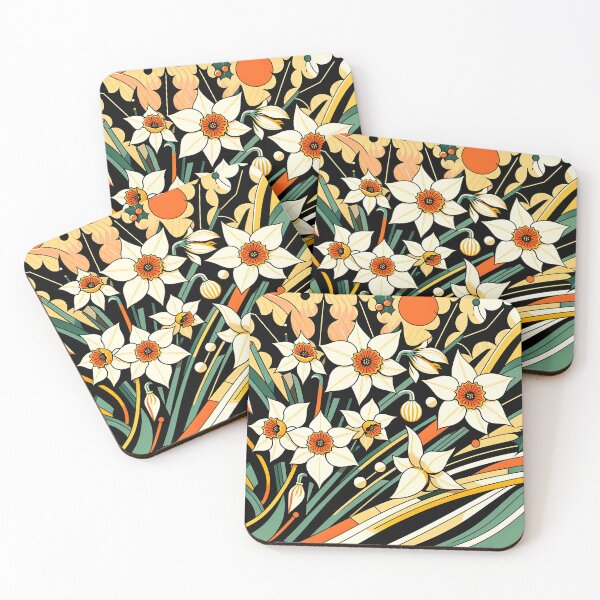 Item preview, December Birth Flower Narcissus & Holly Abstract Art Deco designed and sold by Truck Stop One.