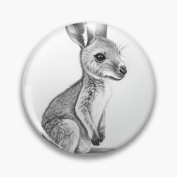 Item preview, Black and White Kangaroo pencil drawing designed and sold by Pencil-Art.
