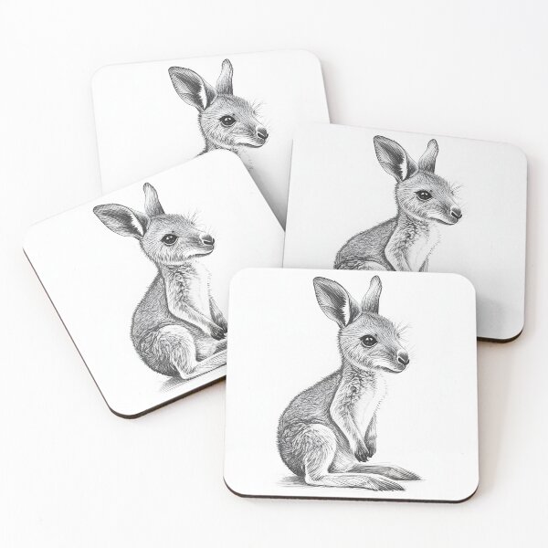 Item preview, Black and White Kangaroo pencil drawing designed and sold by Pencil-Art.