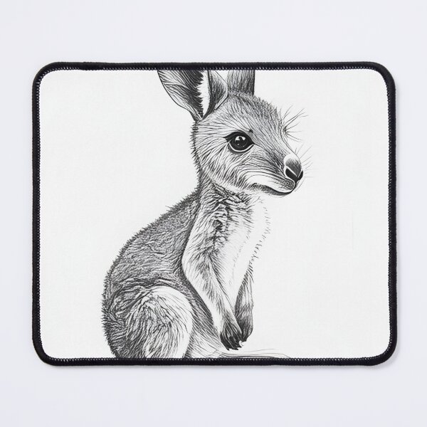 Item preview, Black and White Kangaroo pencil drawing designed and sold by Pencil-Art.