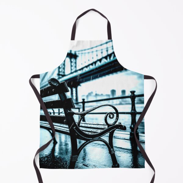 Item preview, Rainy Bridge View with Empty Bench in Moody Urban Scene designed and sold by Exodoi.