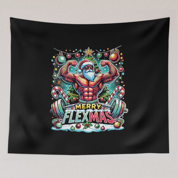 Item preview, Merry Flexmas - Muscular Santa Christmas Gym designed and sold by chantastical.