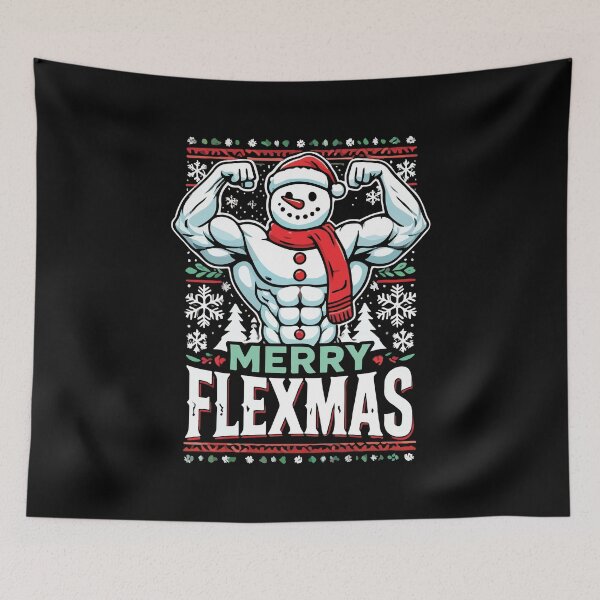 Item preview, Merry Flexmas - Snowman Flexing Christmas Gym designed and sold by chantastical.