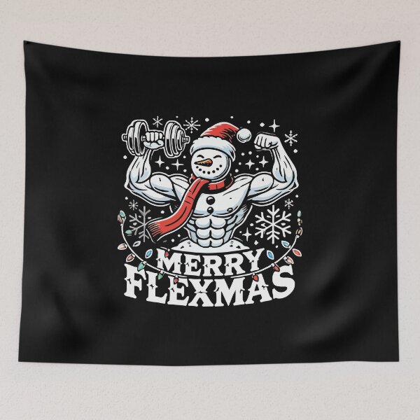 Item preview, Merry Flexmas - Snowman Flexing Christmas Gym designed and sold by chantastical.