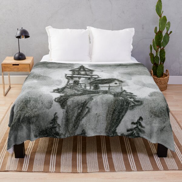 Item preview, Charcoal drawing of enchanted lighthouse on island designed and sold by Sonderblume.