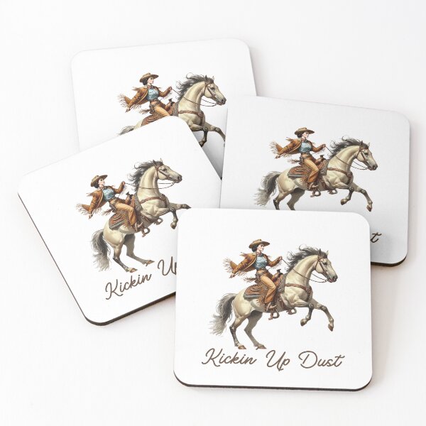 Item preview, Kickin Up Dust Vintage Cowgirl and Her Horse designed and sold by MarketMavenGift.