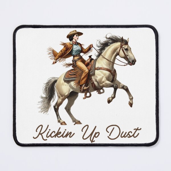 Item preview, Kickin Up Dust Vintage Cowgirl and Her Horse designed and sold by MarketMavenGift.