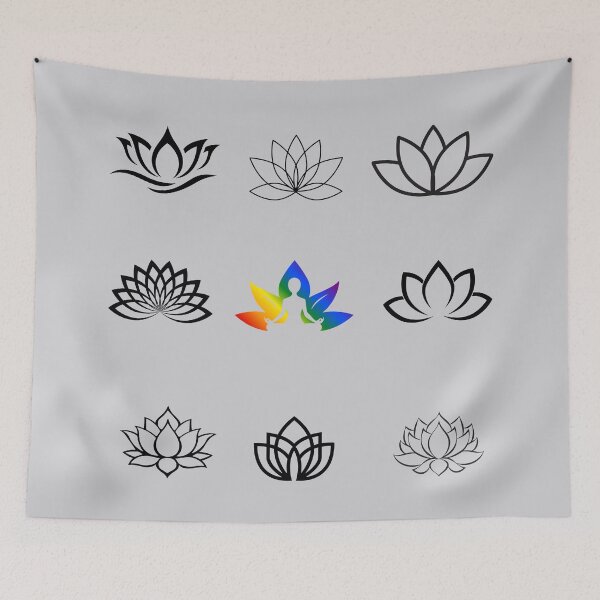 Item preview, grid design lotus, classic pride flag, yoga lovers, spiritual, meditation, grid pattern, wellness, flowers, calmness, pridebeproud, pride, water lily, selfcare designed and sold by PrideBeProud.