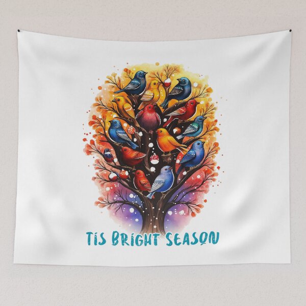 Item preview, Tis Bright Season, Colorful Birds, Winter Tree Design, Festive Birds, Holiday Nature, Vibrant Tree, Bird Celebration, Seasonal Colors designed and sold by BukkyStory.