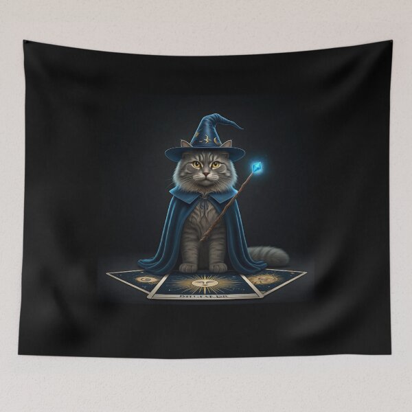 Item preview, The Feline Wizard: A Tarot Card of Magic and Mystery. Magical Cat Wizard - Amulet of Luck designed and sold by MarCreativArt.