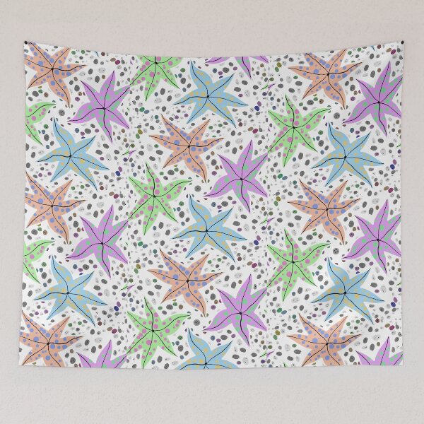 Item preview, Hand drawn starfish on pebbles pattern no 11 designed and sold by Shoot-The-Moon.