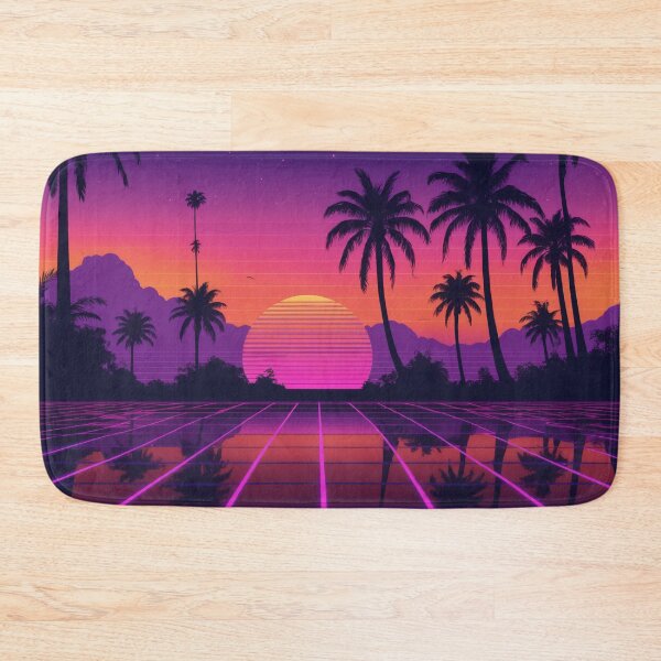 Item preview, Vaporwave Sunset: Neon Hues, Retro Grid, and Silhouetted Palm Trees designed and sold by subhamkapoor.