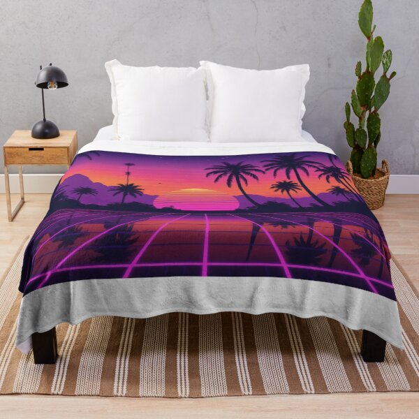 Item preview, Vaporwave Sunset: Neon Hues, Retro Grid, and Silhouetted Palm Trees designed and sold by subhamkapoor.