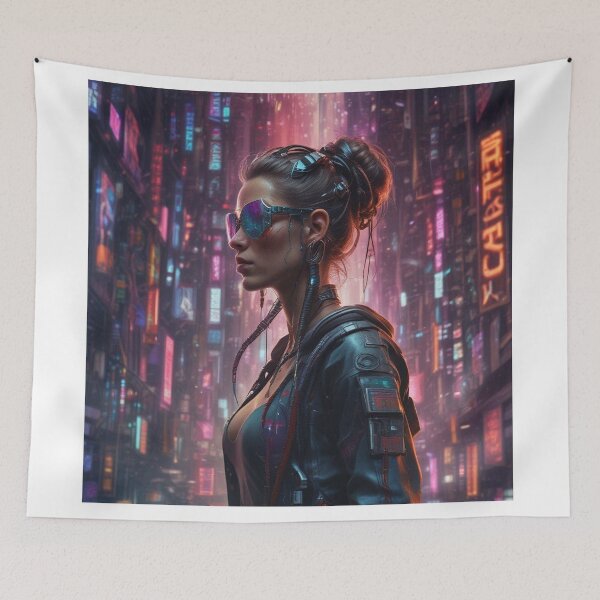Item preview, Futuristic Cyber Scifi Girl Abstract designed and sold by highplacidity.