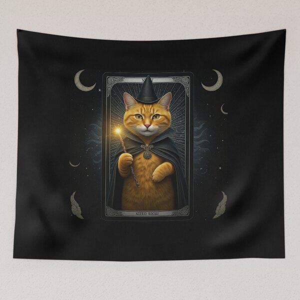 Item preview, Copy of The Feline Wizard: A Tarot Card of Magic and Mystery. Magical Cat in Yellow and Black Wizard Outfit. designed and sold by MarCreativArt.