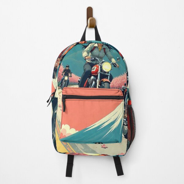 Item preview, Female motorcycle JDM Japan Cherry Blossom Anime Mt Fuji 70s  designed and sold by tshirtart2024.